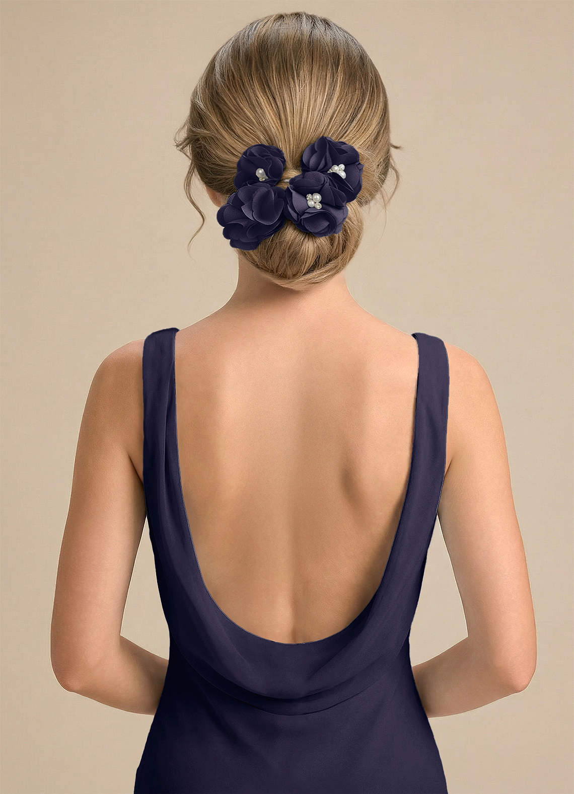 Four-Piece Matching Color Stretch Satin Hair Clip Set — Stormy — 图 81/250