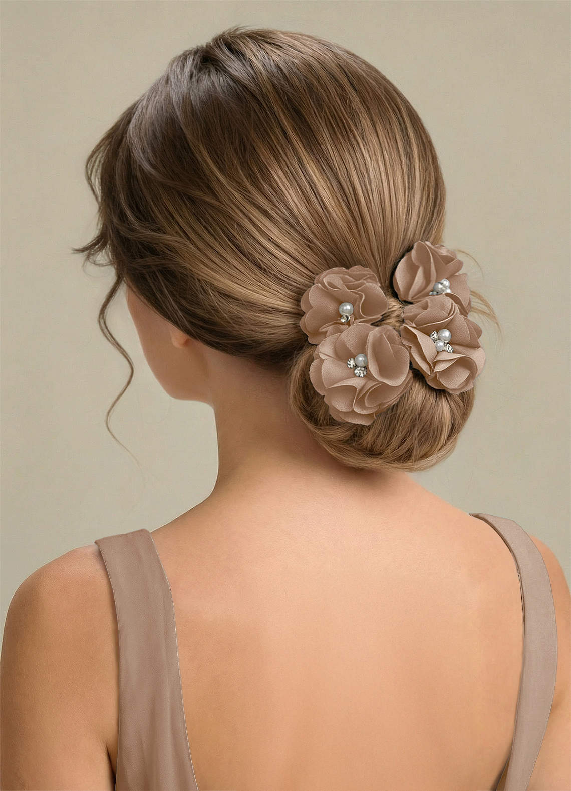 Four-Piece Matching Color Stretch Satin Hair Clip Set — taupe — 图 242/250