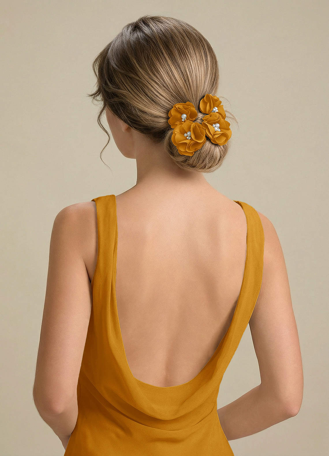 Four-Piece Matching Color Stretch Satin Hair Clip Set — butterscotch — 图 178/250