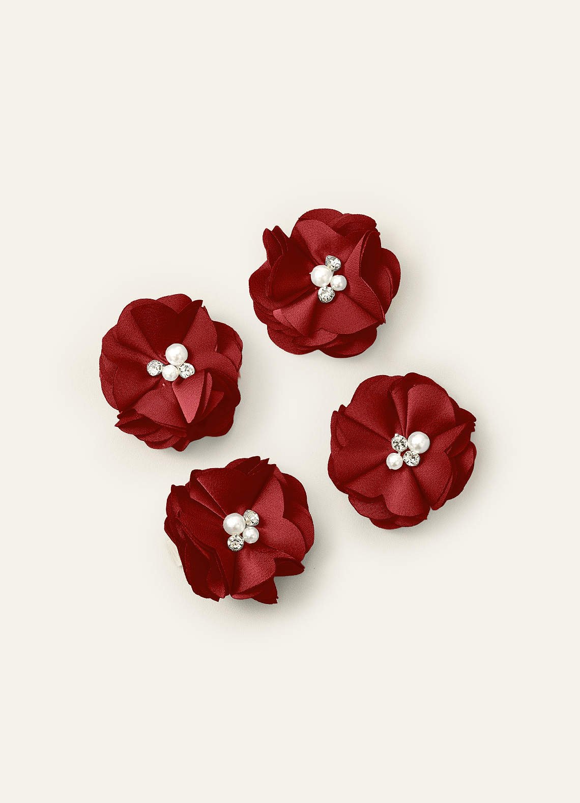 Four-Piece Matching Color Stretch Satin Hair Clip Set — Pomegranate — 图 62/250