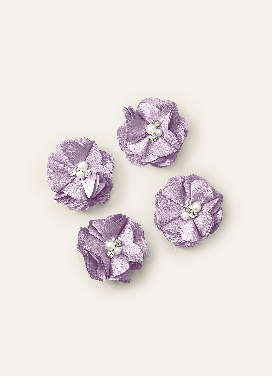 Four-Piece Matching Color Stretch Satin Hair Clip Set — Frosted Lilac — 图 31/250