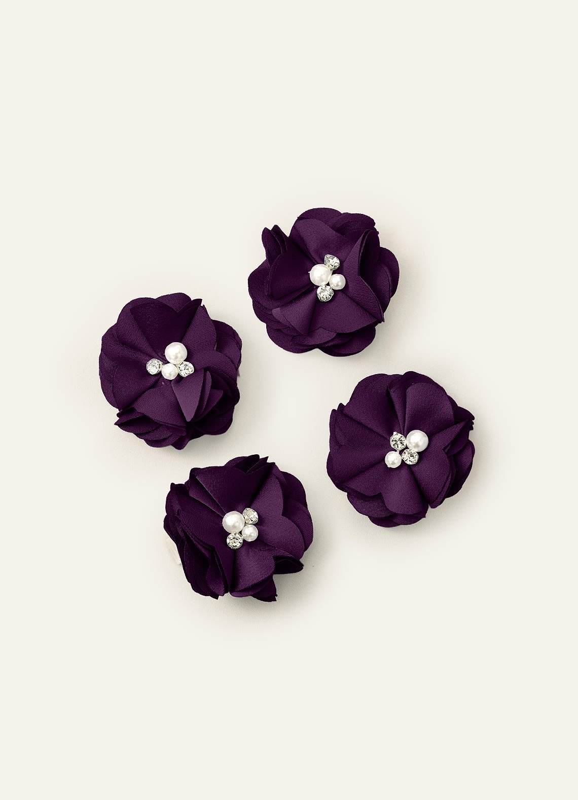 Four-Piece Matching Color Stretch Satin Hair Clip Set — Grape — 图 38/250