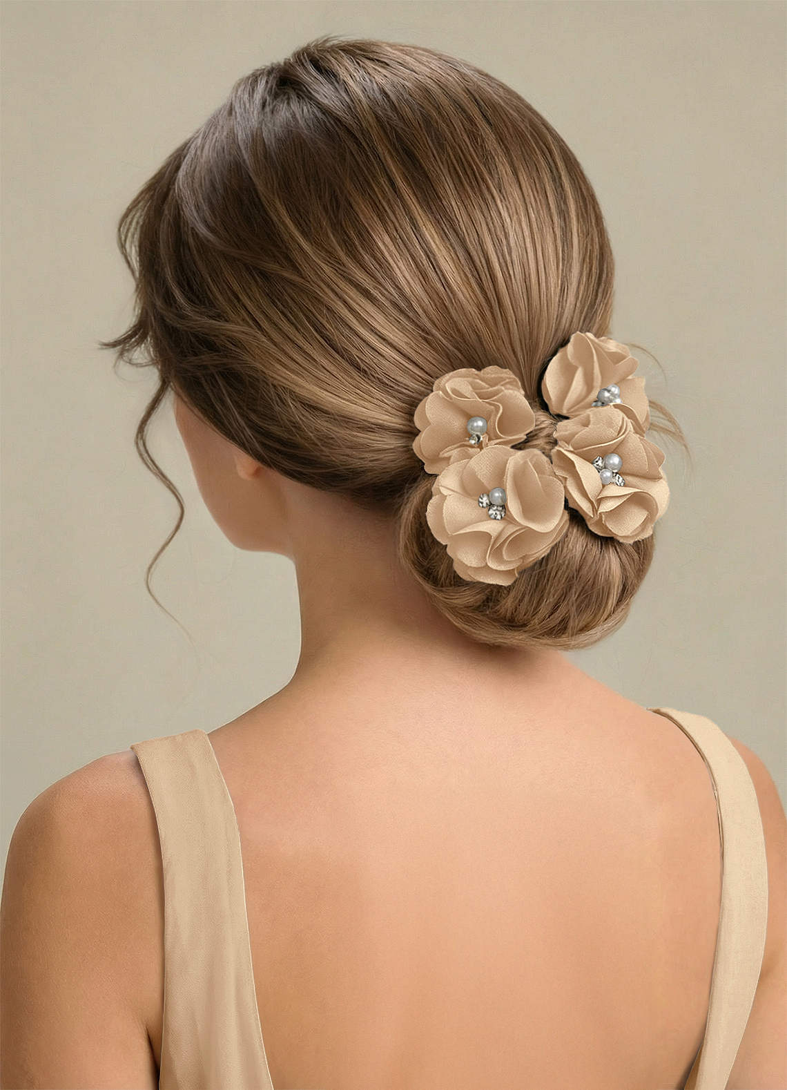 Four-Piece Matching Color Stretch Satin Hair Clip Set — champagne — 图 240/250