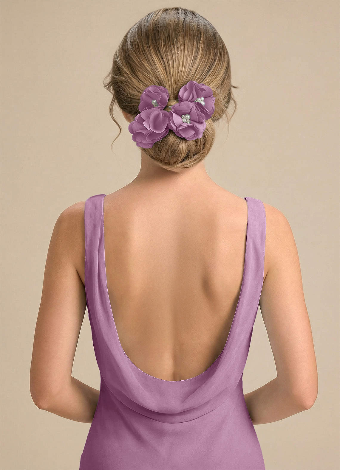 Four-Piece Matching Color Stretch Satin Hair Clip Set — Wisteria — 图 95/250