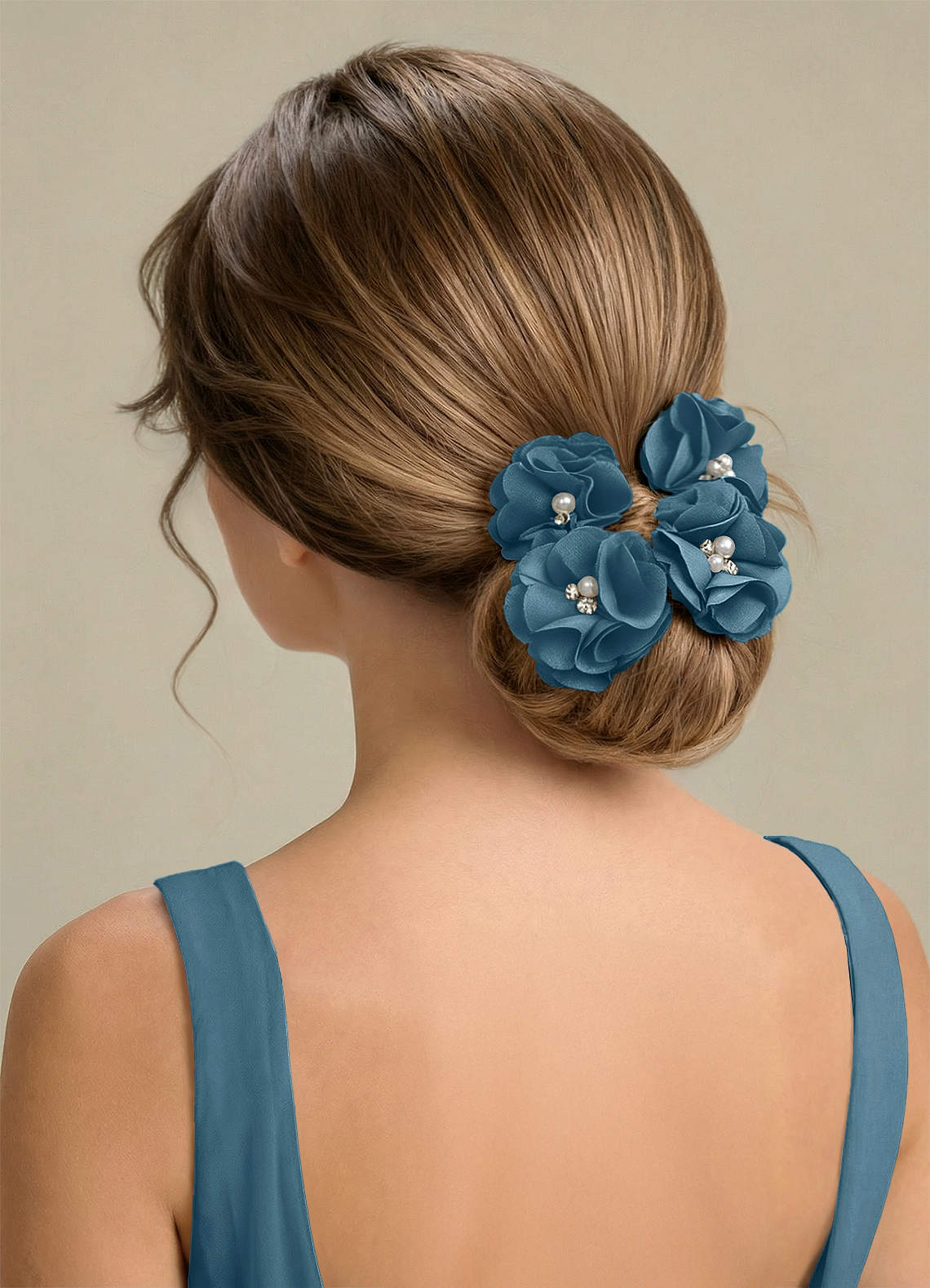 Four-Piece Matching Color Stretch Satin Hair Clip Set — Bermuda — 图 206/250