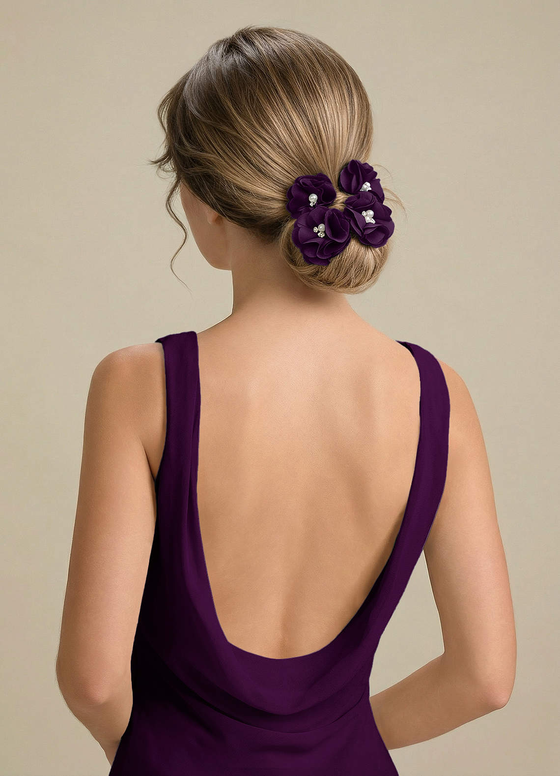 Four-Piece Matching Color Stretch Satin Hair Clip Set — Grape — 图 162/250