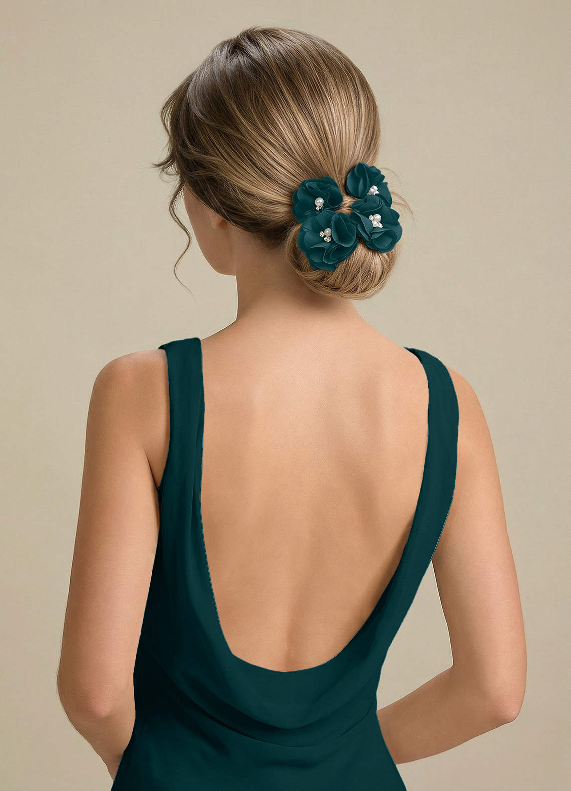 Four-Piece Matching Color Stretch Satin Hair Clip Set — Pine — 图 135/250