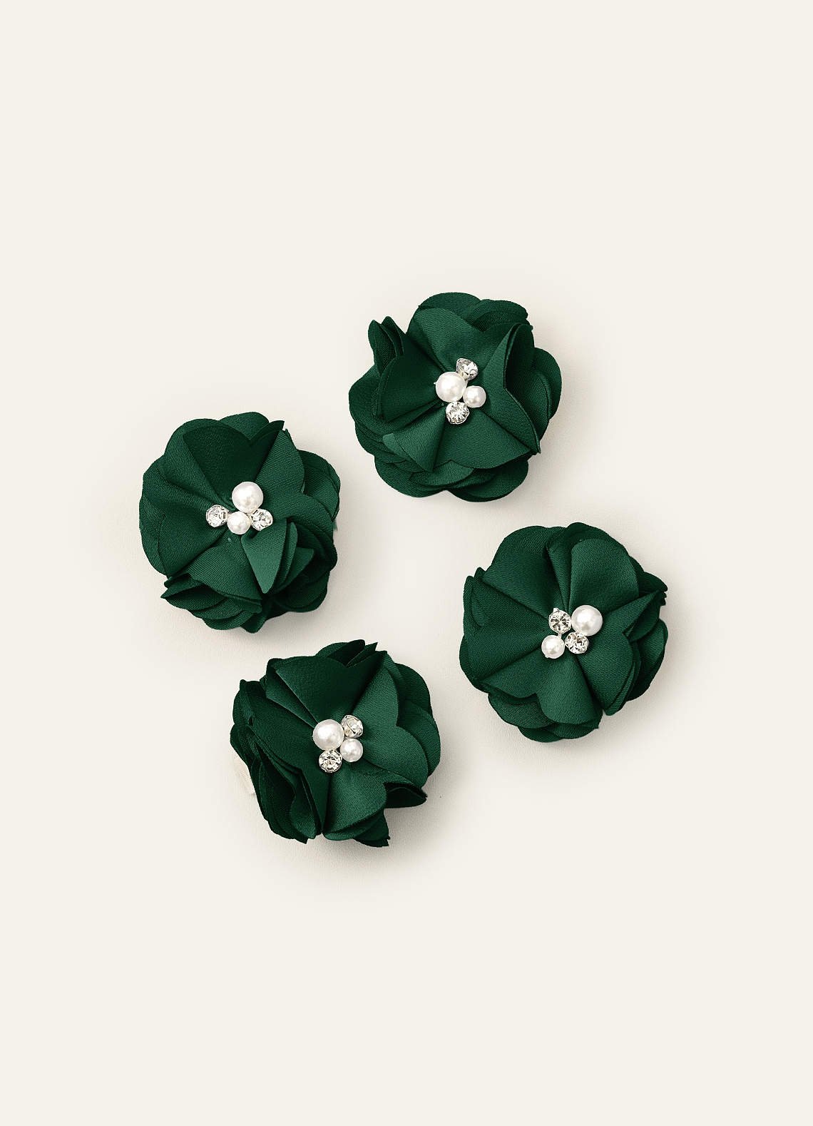 Four-Piece Matching Color Stretch Satin Hair Clip Set — Dark Green — 图 9/250