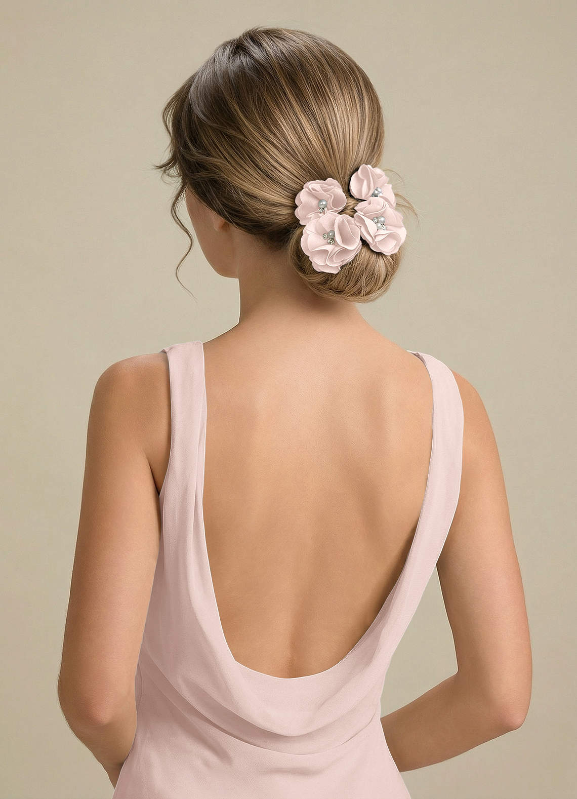 Four-Piece Matching Color Stretch Satin Hair Clip Set — Blushing Pink — 图 148/250