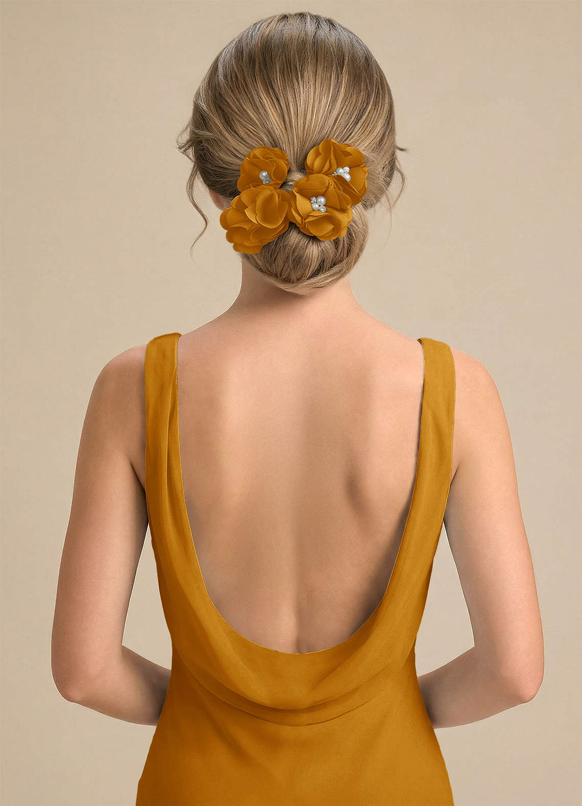 Four-Piece Matching Color Stretch Satin Hair Clip Set — butterscotch — 图 116/250