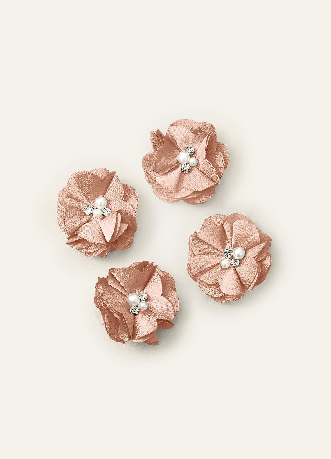 Four-Piece Matching Color Stretch Satin Hair Clip Set — rose gold — 图 27/250