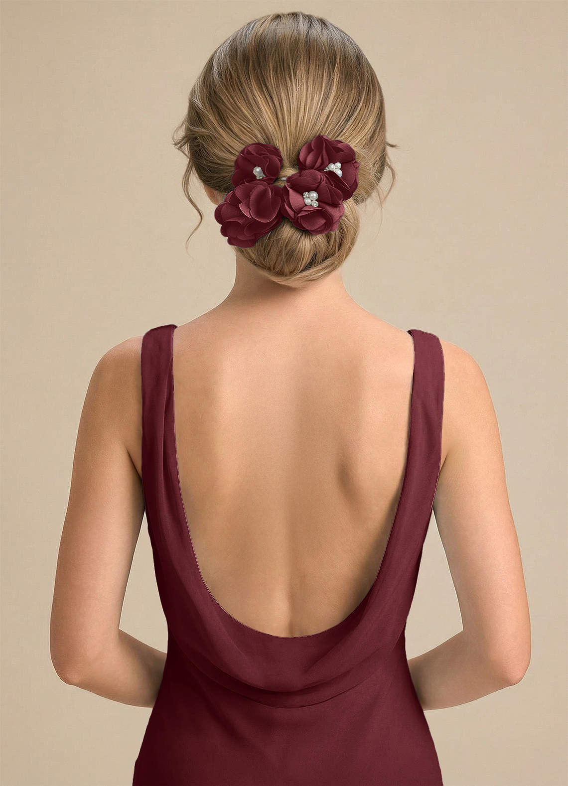 Four-Piece Matching Color Stretch Satin Hair Clip Set — Merlot — 图 106/250