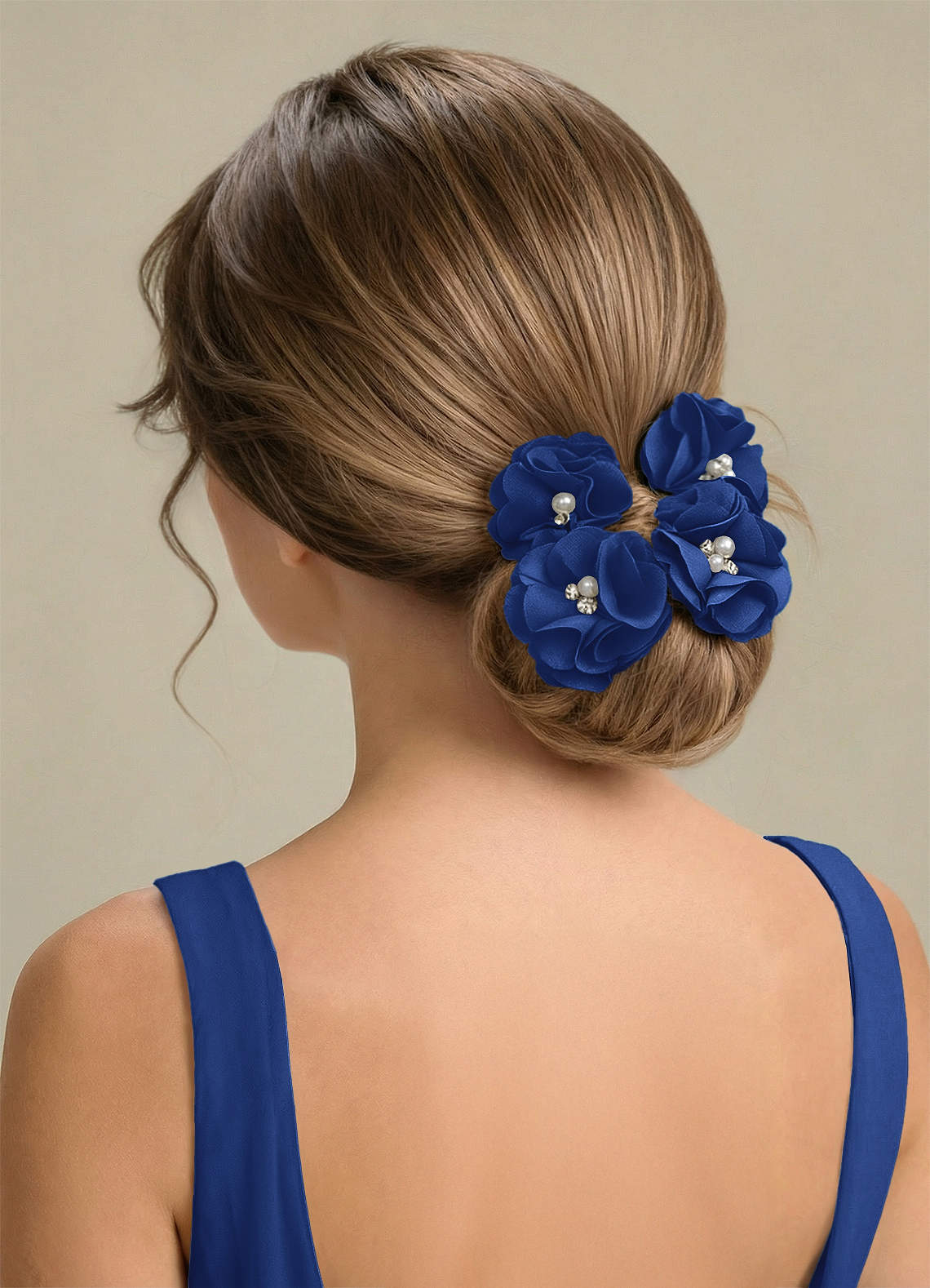 Four-Piece Matching Color Stretch Satin Hair Clip Set — Royal Blue — 图 201/250
