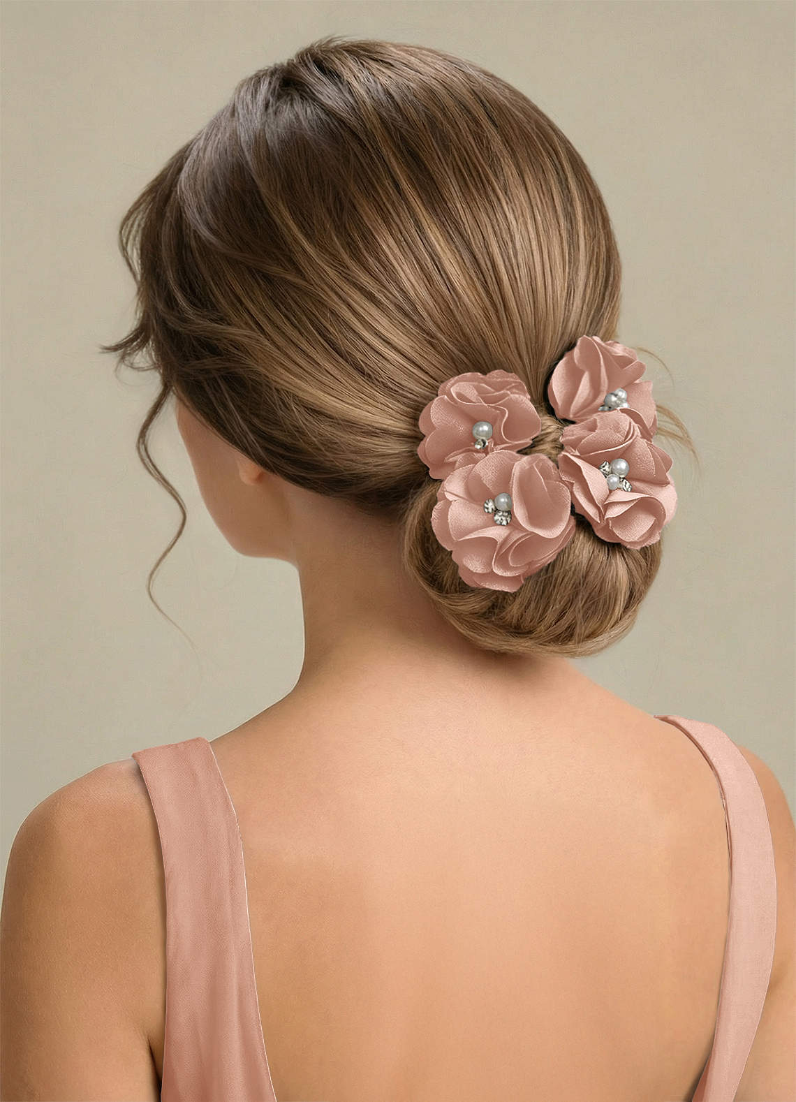 Four-Piece Matching Color Stretch Satin Hair Clip Set — rose gold — 图 212/250