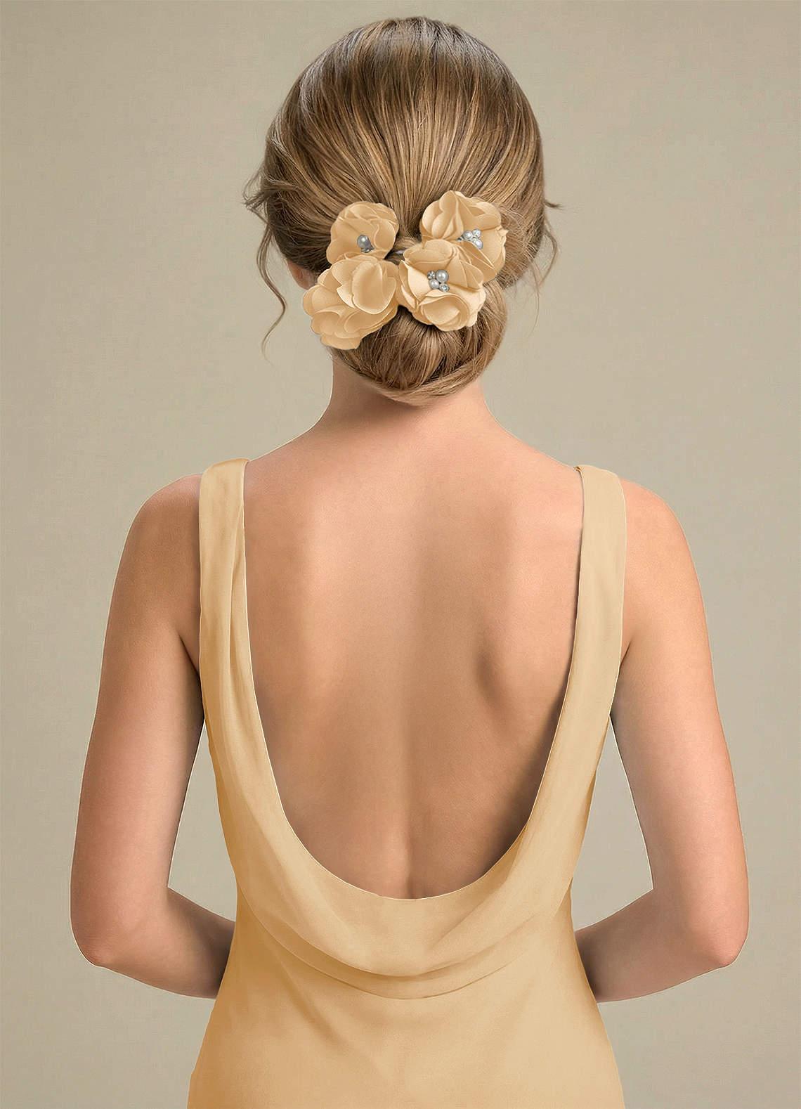 Four-Piece Matching Color Stretch Satin Hair Clip Set — Gold — 图 115/250