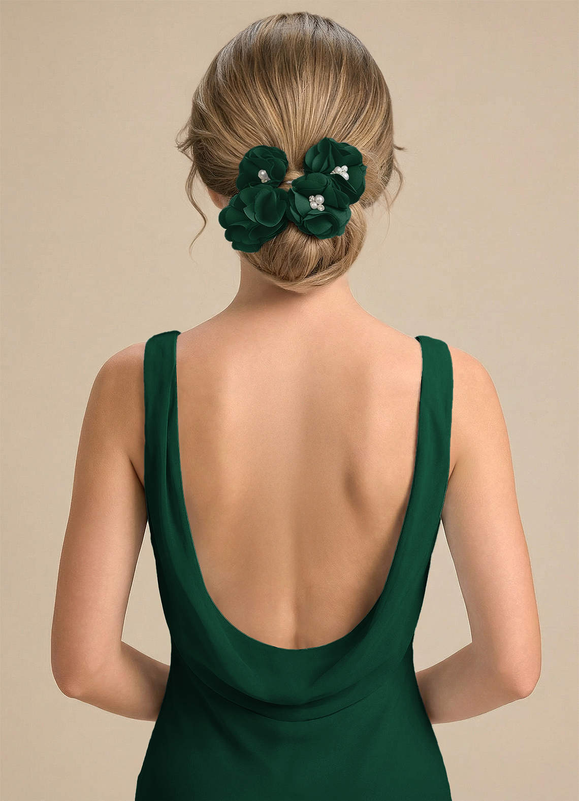 Four-Piece Matching Color Stretch Satin Hair Clip Set — Dark Green — 图 71/250