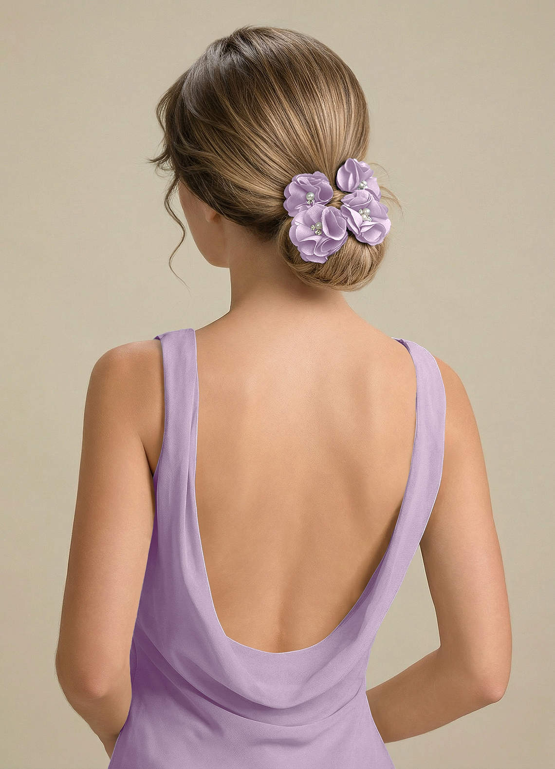 Four-Piece Matching Color Stretch Satin Hair Clip Set — Frosted Lilac — 图 155/250
