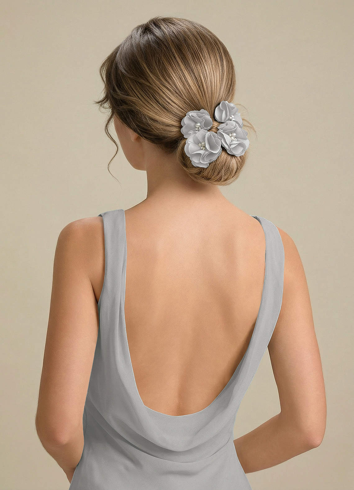 Four-Piece Matching Color Stretch Satin Hair Clip Set — Silver — 图 181/250