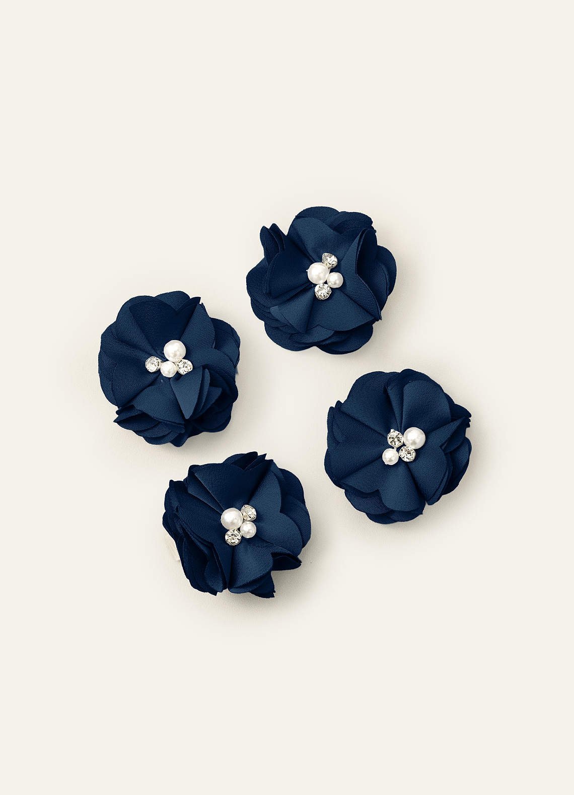 Four-Piece Matching Color Stretch Satin Hair Clip Set — Dark Navy — 图 23/250