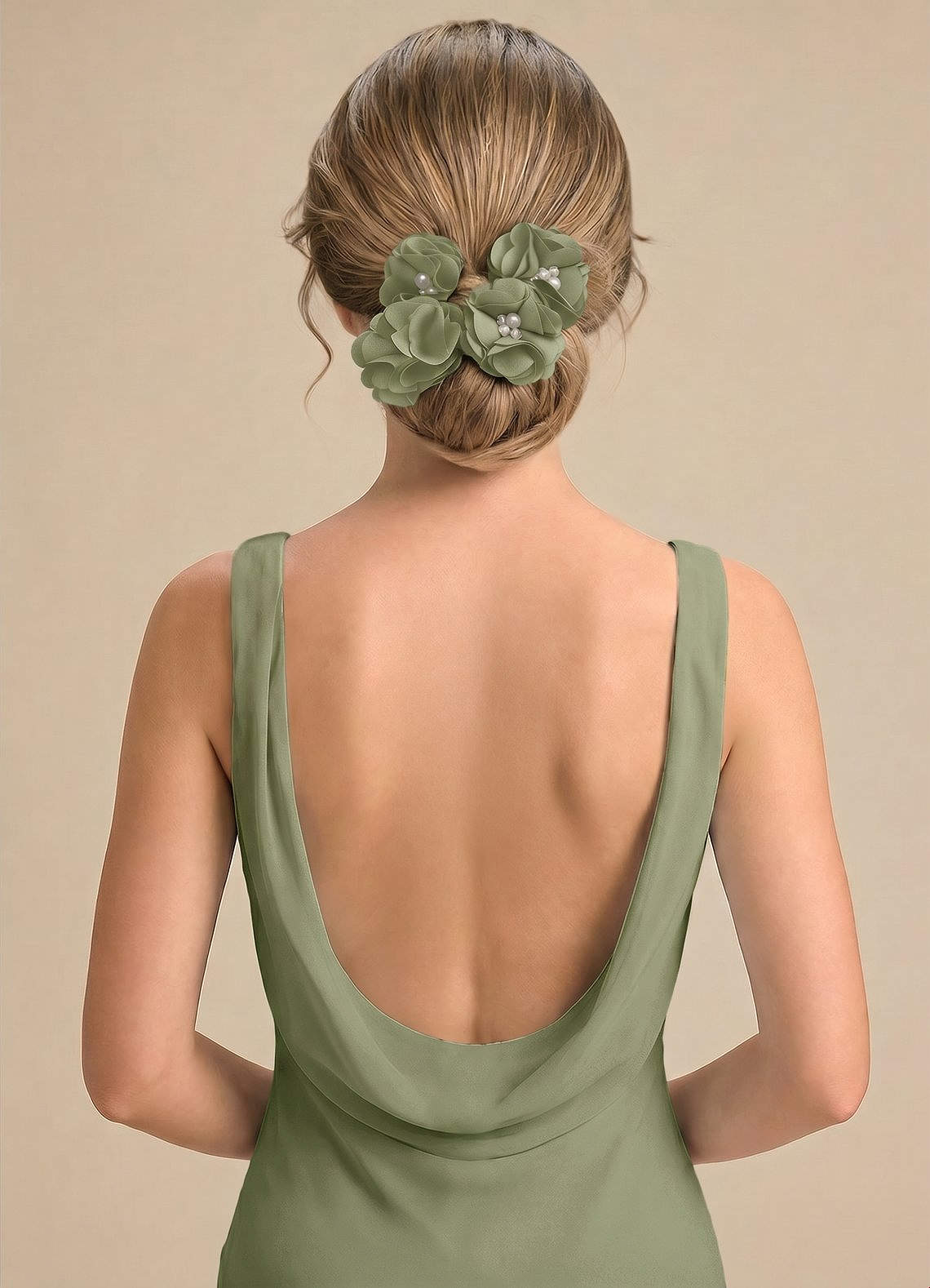Four-Piece Matching Color Stretch Satin Hair Clip Set — Pistachio — 图 68/250