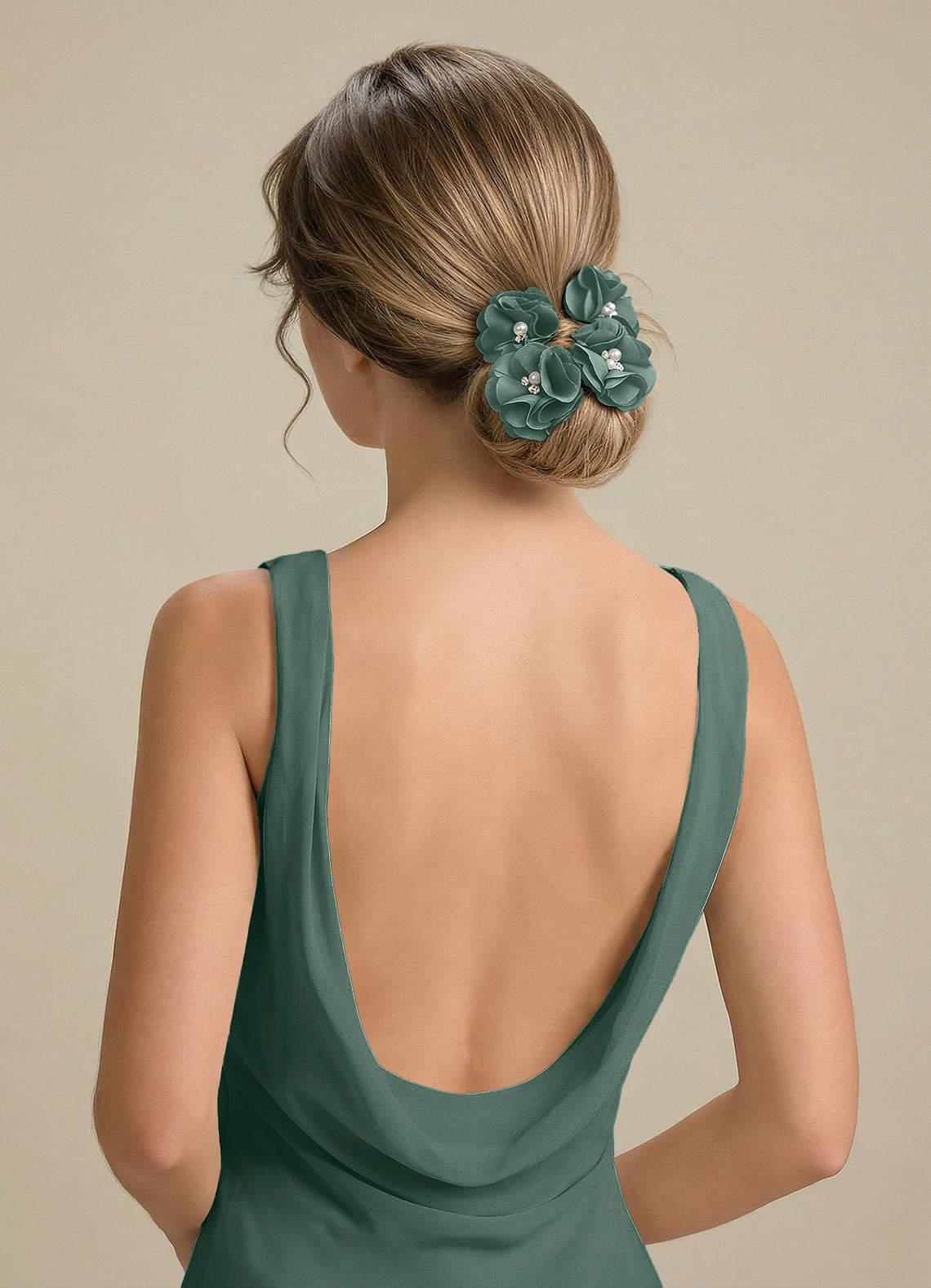 Four-Piece Matching Color Stretch Satin Hair Clip Set — eucalyptus — 图 129/250