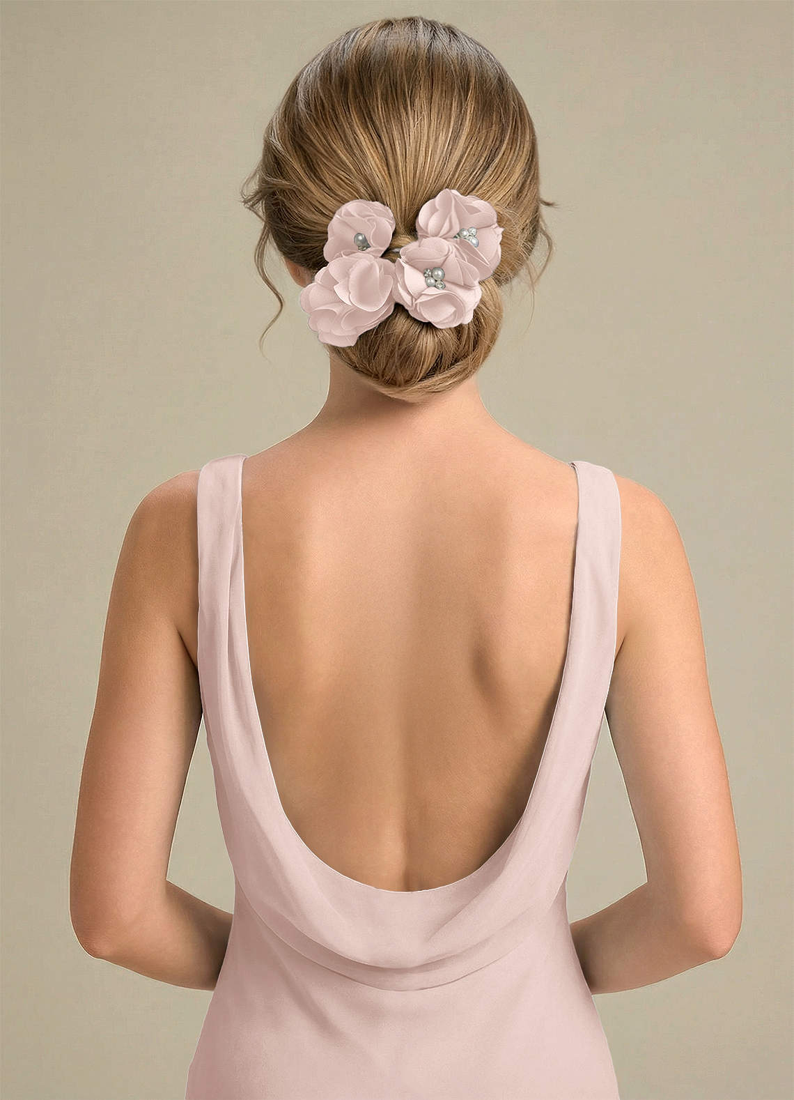 Four-Piece Matching Color Stretch Satin Hair Clip Set — Blushing Pink — 图 86/250