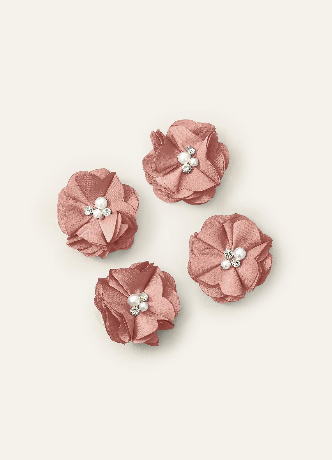 Four-Piece Matching Color Stretch Satin Hair Clip Set — Rosette — 图 26/250