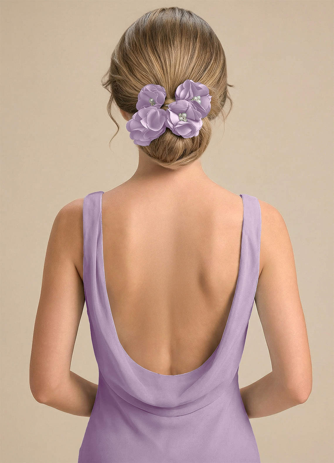 Four-Piece Matching Color Stretch Satin Hair Clip Set — Frosted Lilac — 图 93/250