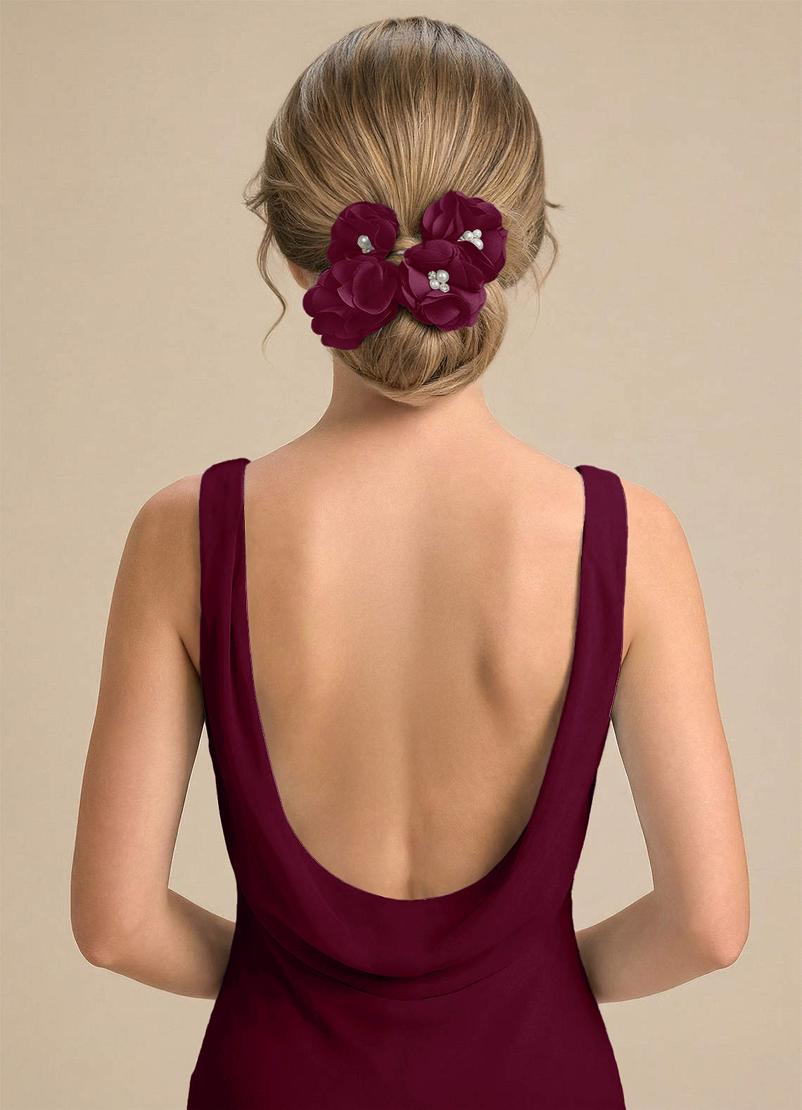 Four-Piece Matching Color Stretch Satin Hair Clip Set — Mulberry — 图 102/250