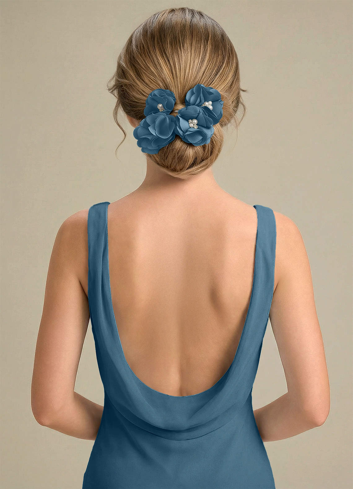 Four-Piece Matching Color Stretch Satin Hair Clip Set — Bermuda — 图 83/250