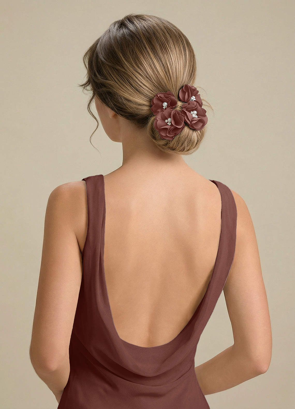 Four-Piece Matching Color Stretch Satin Hair Clip Set — espresso — 图 183/250