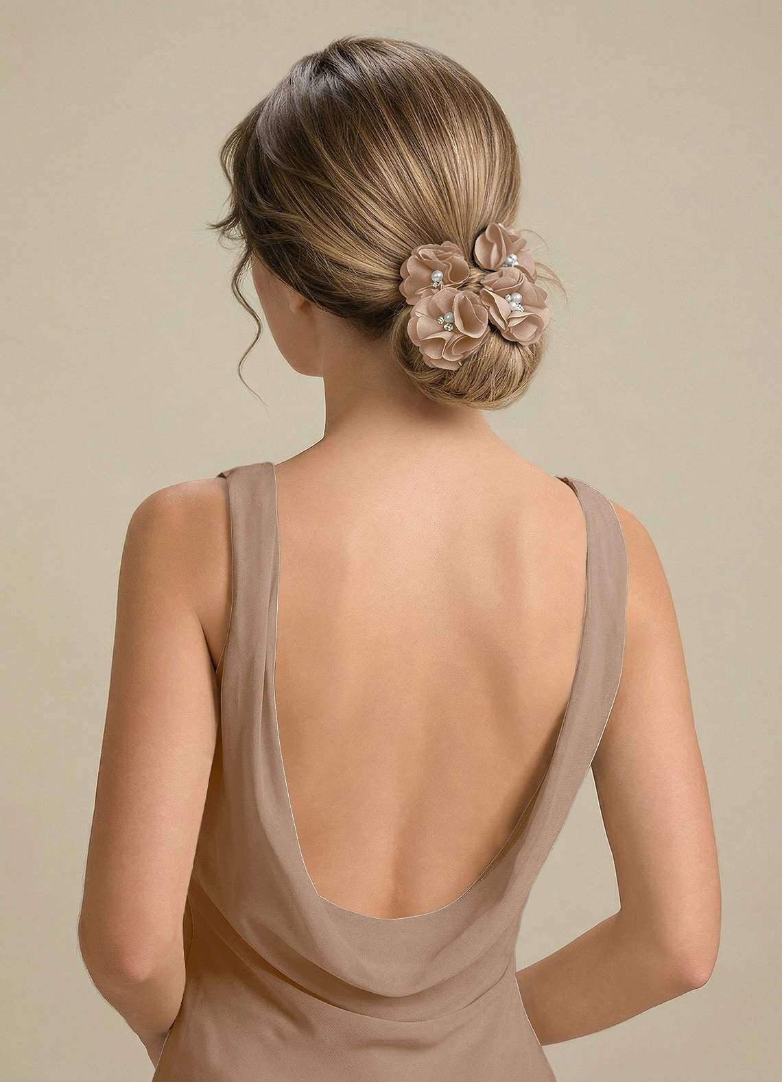 Four-Piece Matching Color Stretch Satin Hair Clip Set — taupe — 图 182/250