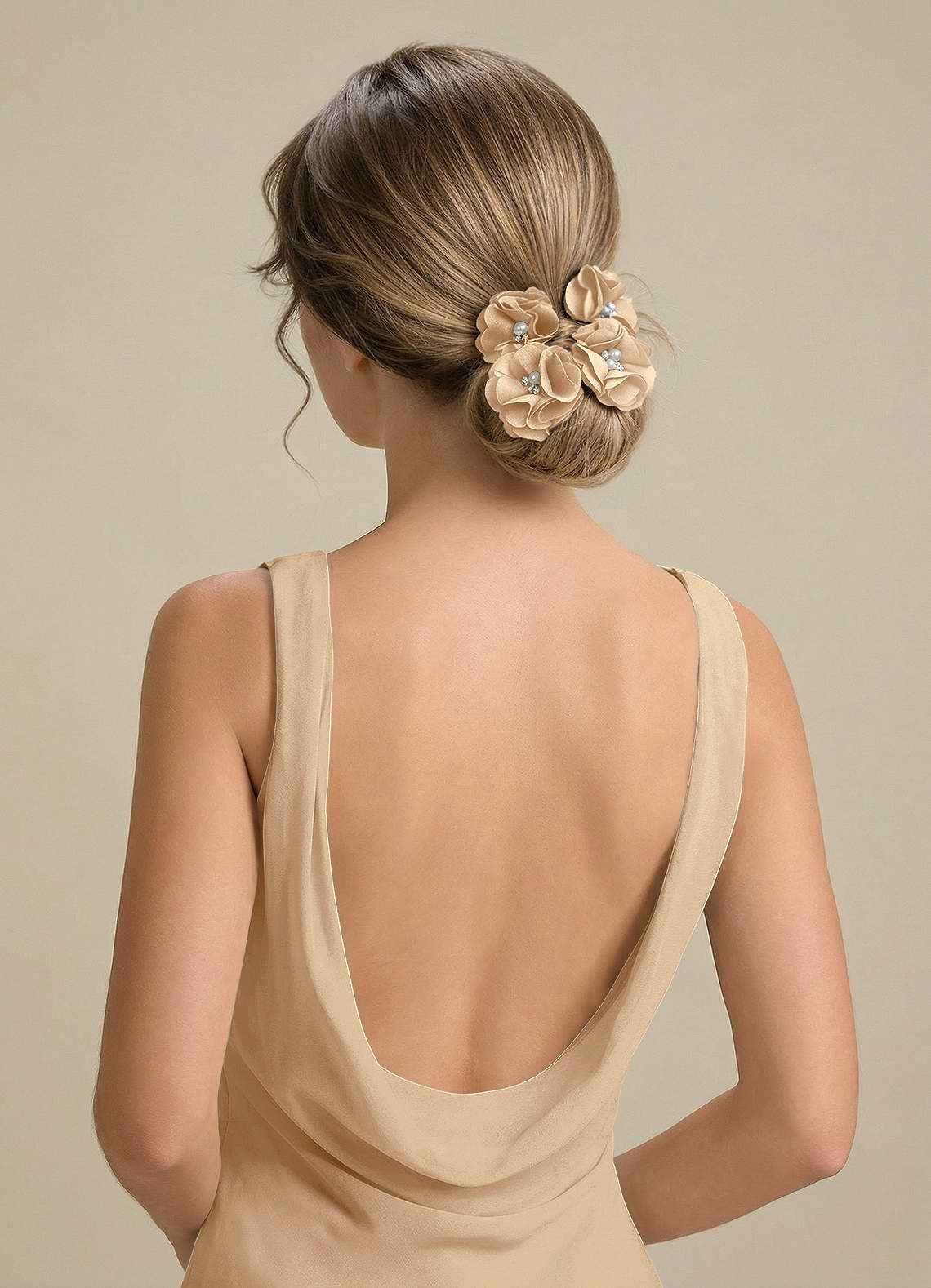 Four-Piece Matching Color Stretch Satin Hair Clip Set — champagne — 图 180/250