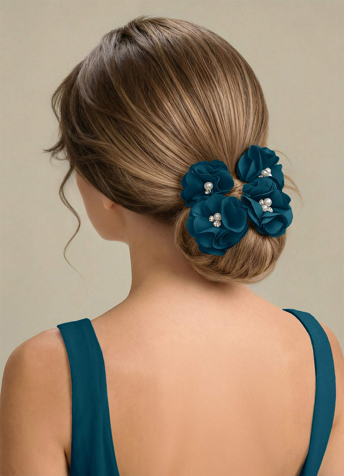 Four-Piece Matching Color Stretch Satin Hair Clip Set — Ink Blue — 图 207/250