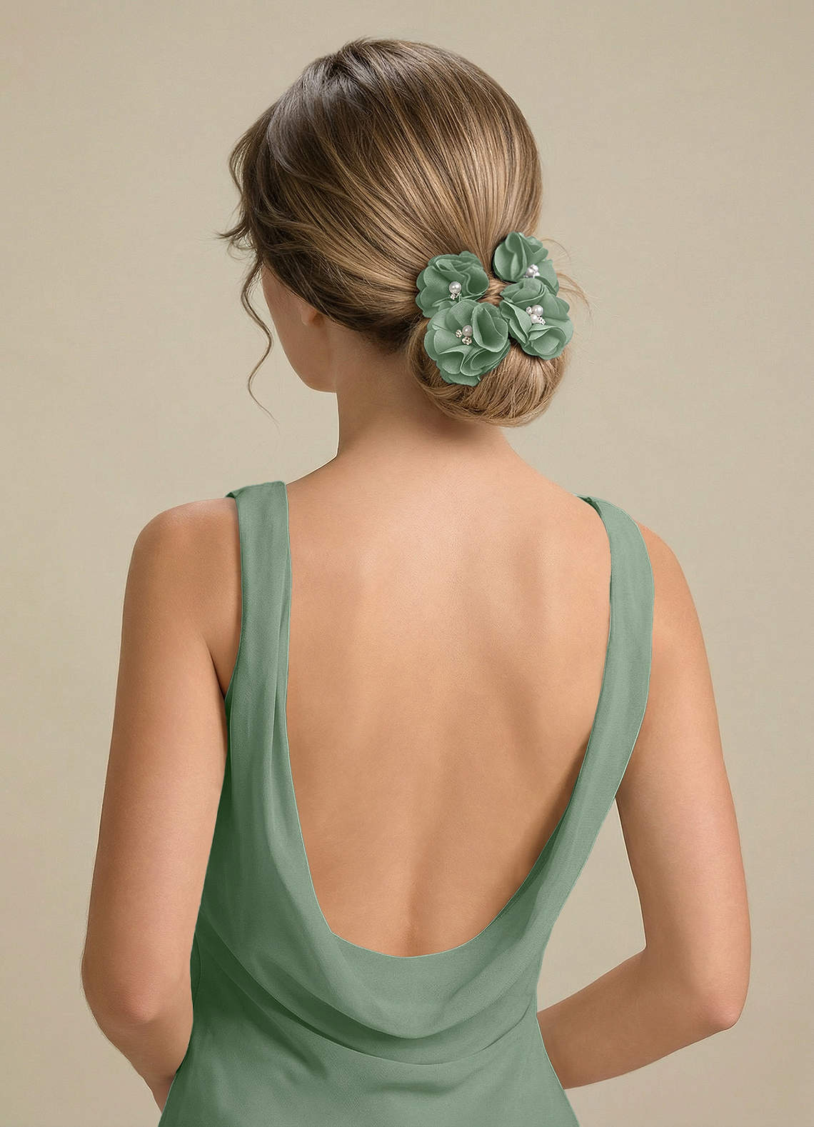 Four-Piece Matching Color Stretch Satin Hair Clip Set — matcha — 图 128/250