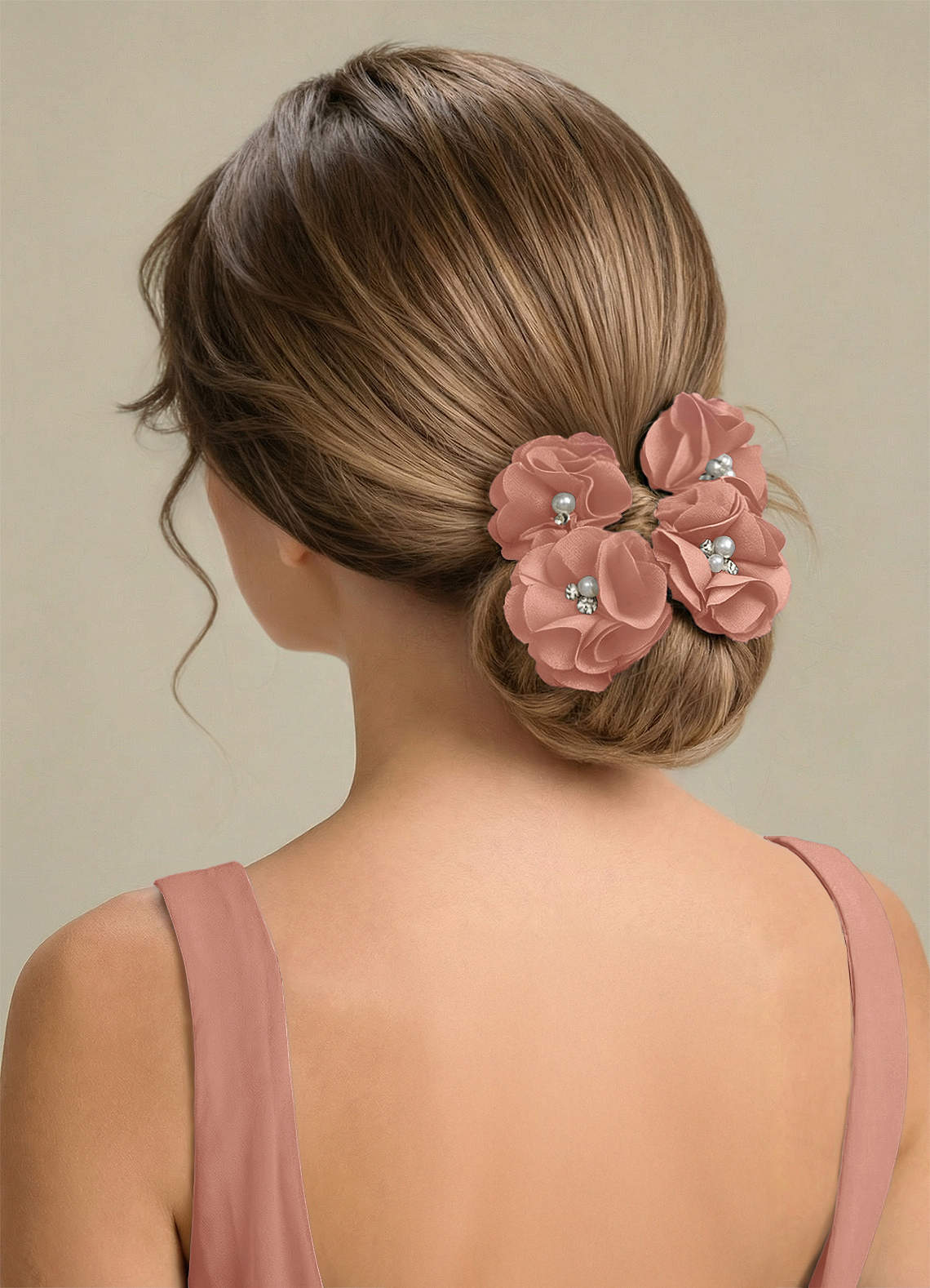 Four-Piece Matching Color Stretch Satin Hair Clip Set — Rosette — 图 211/250