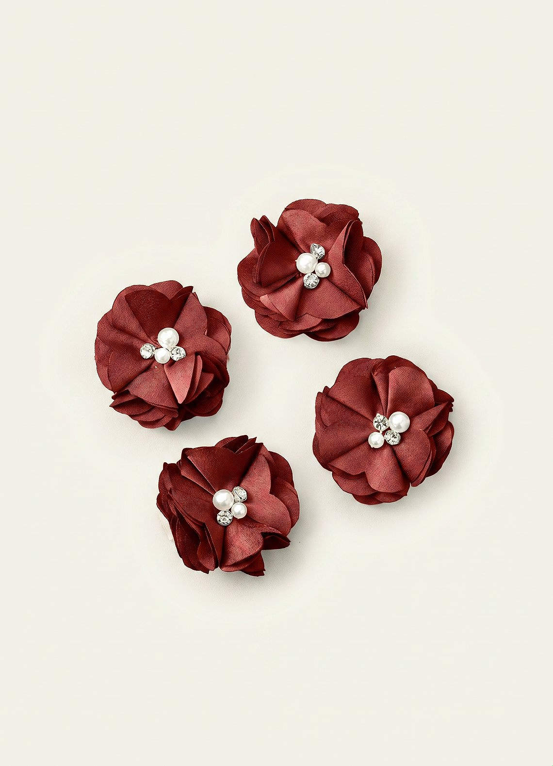 Four-Piece Matching Color Stretch Satin Hair Clip Set — Terracotta — 图 42/250