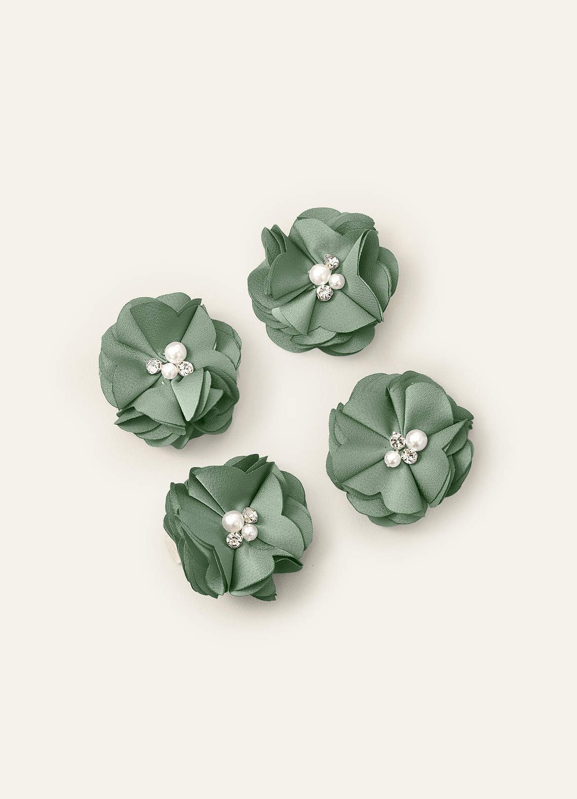 Four-Piece Matching Color Stretch Satin Hair Clip Set — matcha — 图 4/250