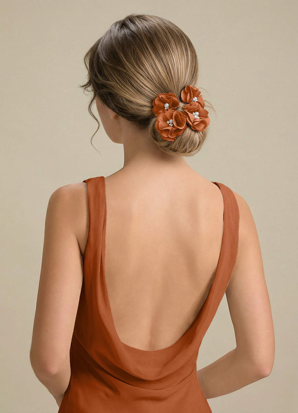 Four-Piece Matching Color Stretch Satin Hair Clip Set — Copper — 图 167/250