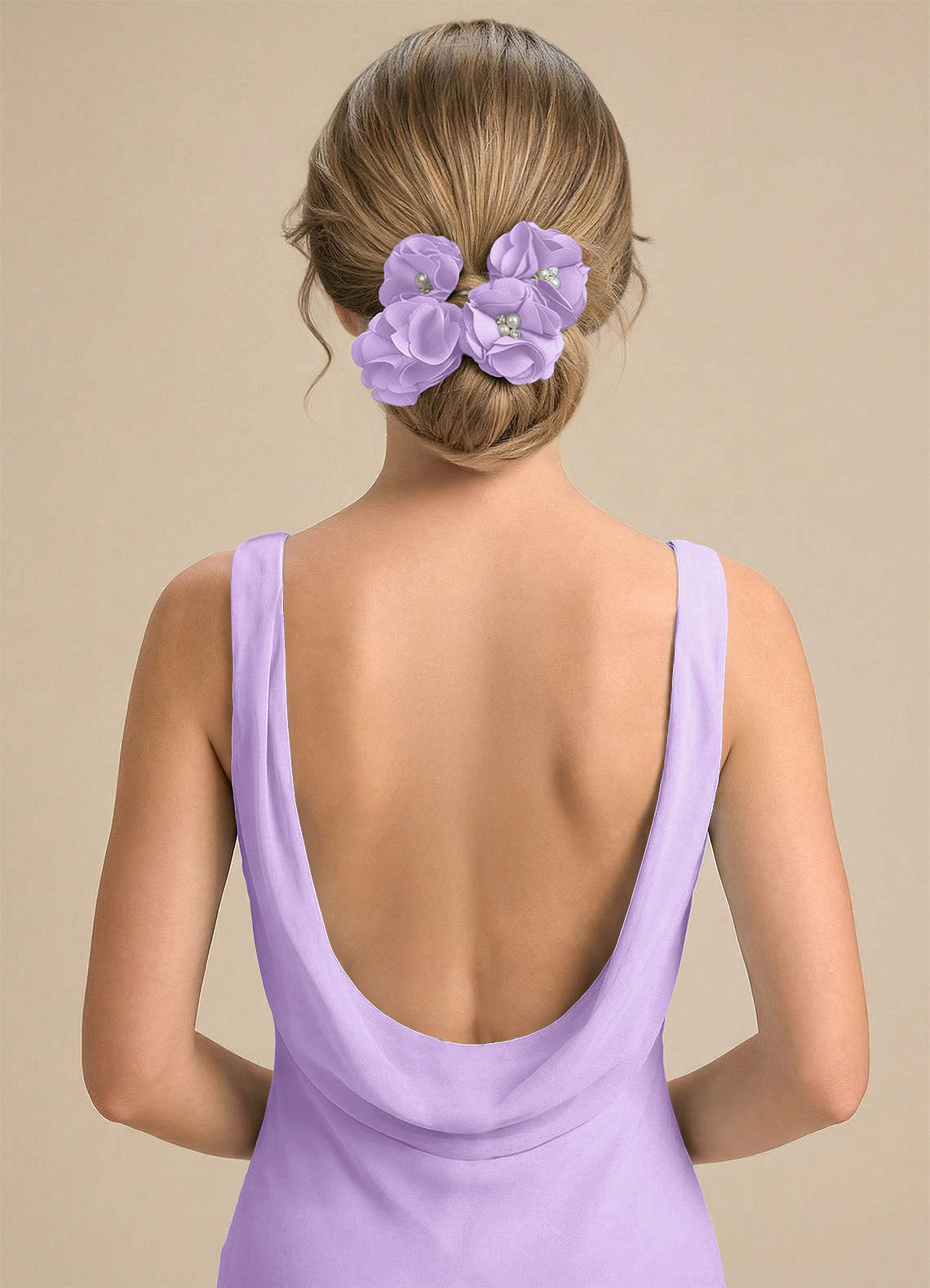 Four-Piece Matching Color Stretch Satin Hair Clip Set — Lilac — 图 94/250