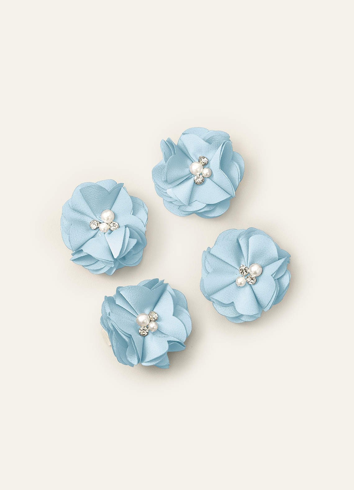 Four-Piece Matching Color Stretch Satin Hair Clip Set — Sky Blue — 图 14/250
