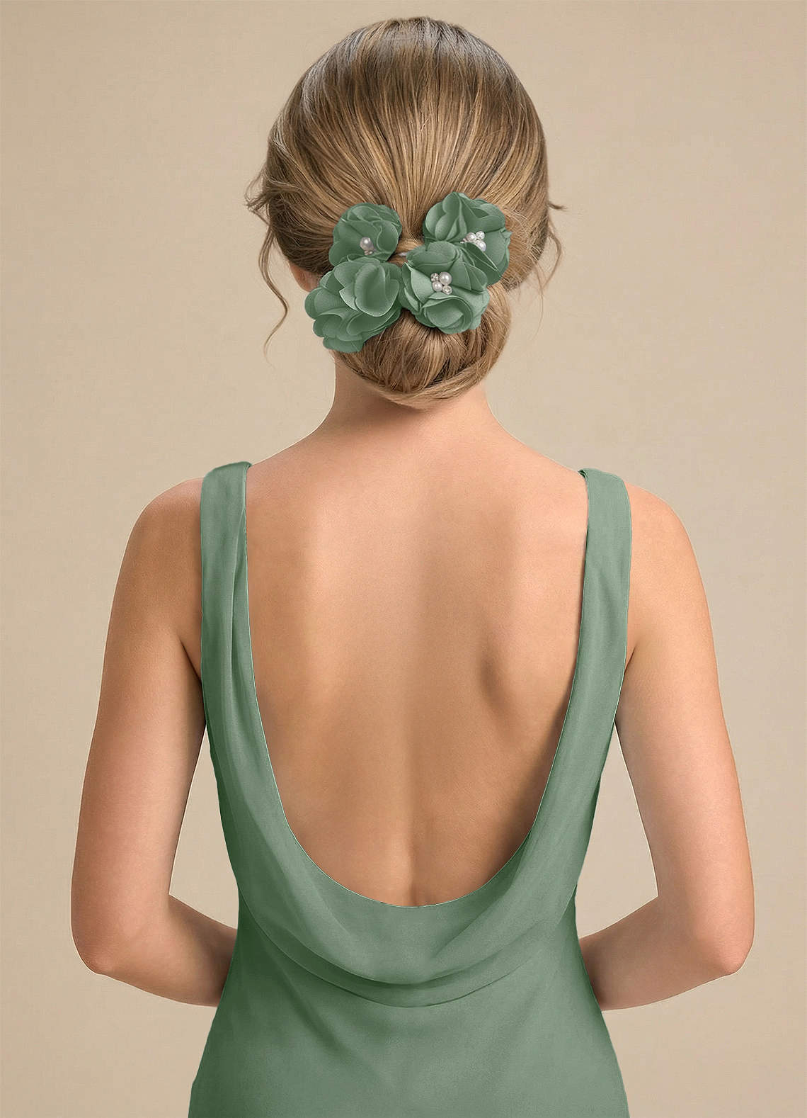 Four-Piece Matching Color Stretch Satin Hair Clip Set — matcha — 图 66/250