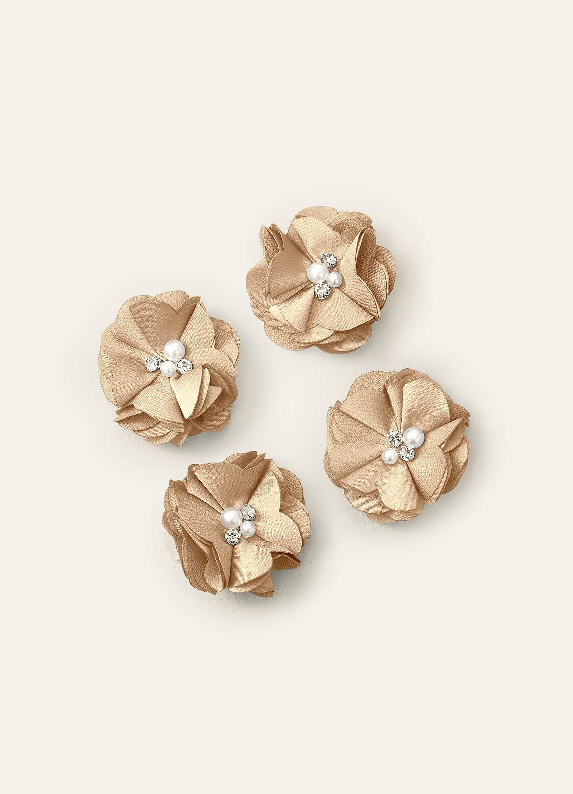 Four-Piece Matching Color Stretch Satin Hair Clip Set — champagne — 图 56/250