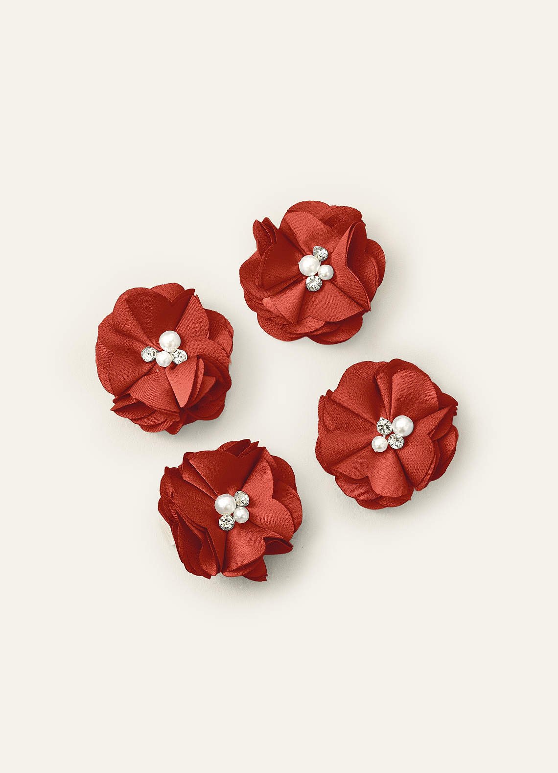 Four-Piece Matching Color Stretch Satin Hair Clip Set — Rust — 图 41/250