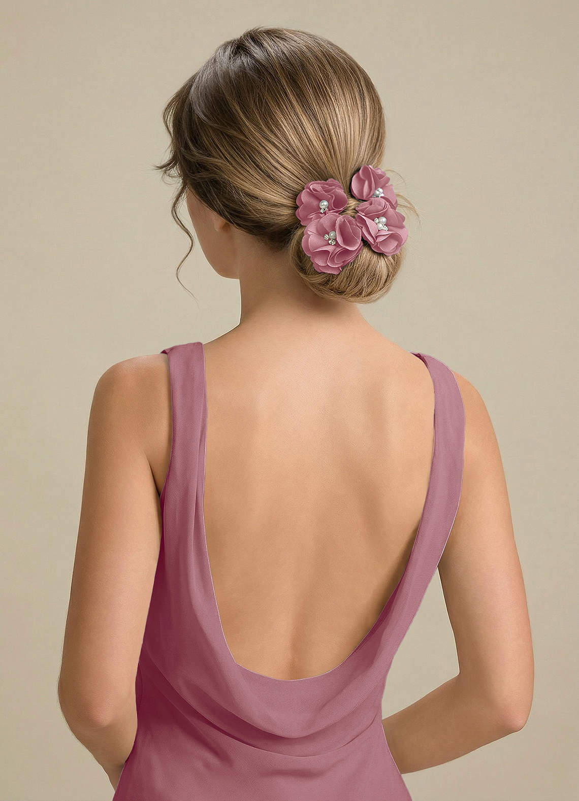 Four-Piece Matching Color Stretch Satin Hair Clip Set — Vintage Mauve — 图 158/250