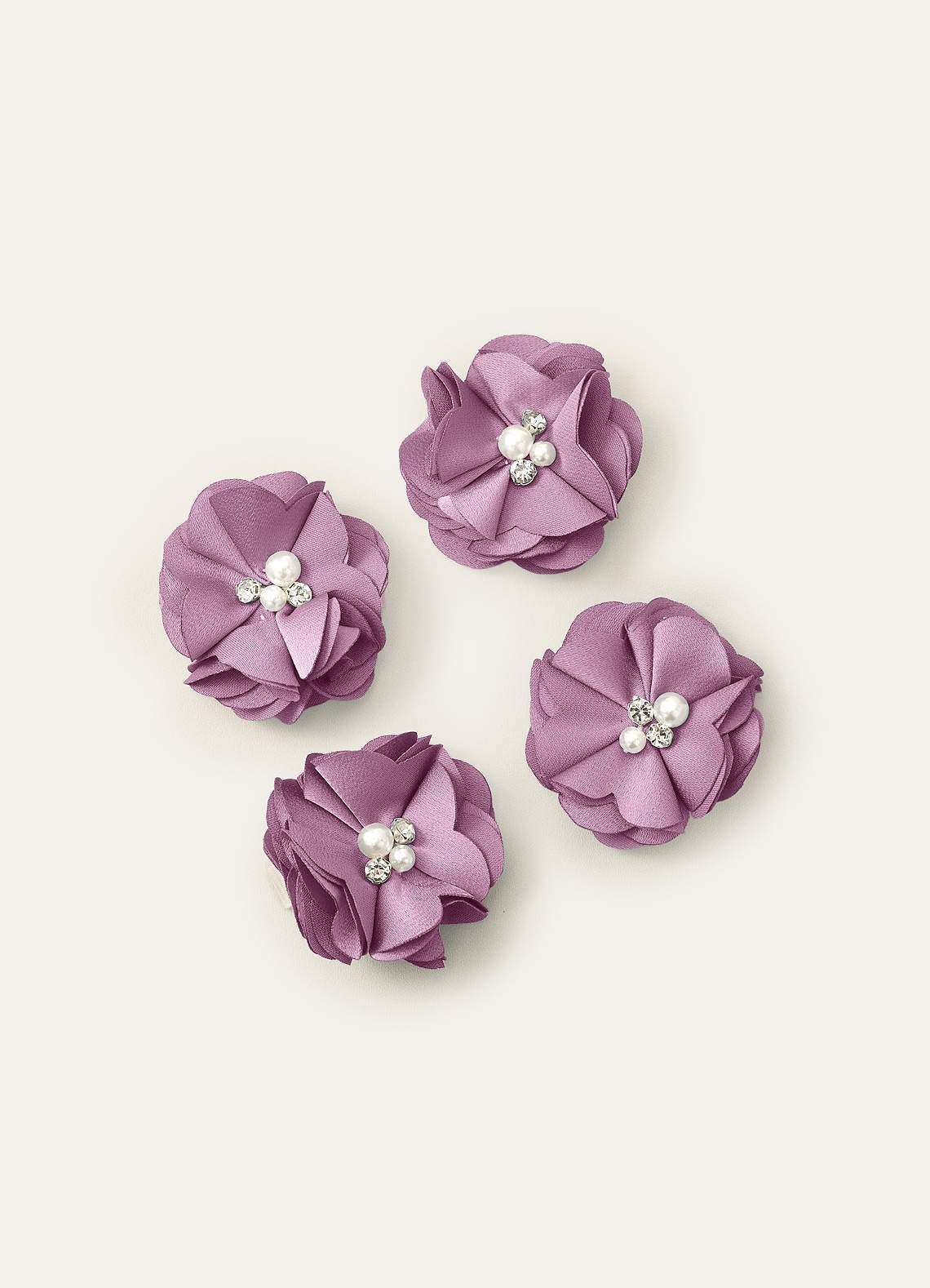 Four-Piece Matching Color Stretch Satin Hair Clip Set — Wisteria — 图 33/250