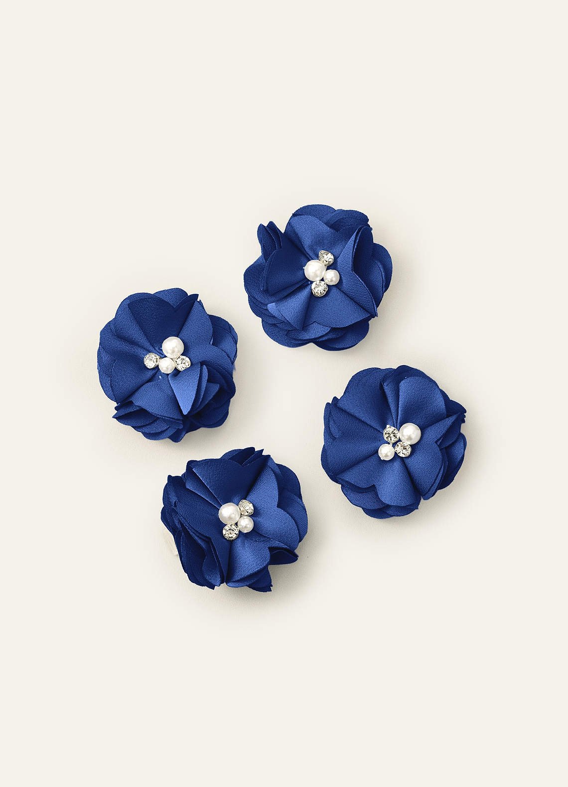 Four-Piece Matching Color Stretch Satin Hair Clip Set — Royal Blue — 图 16/250