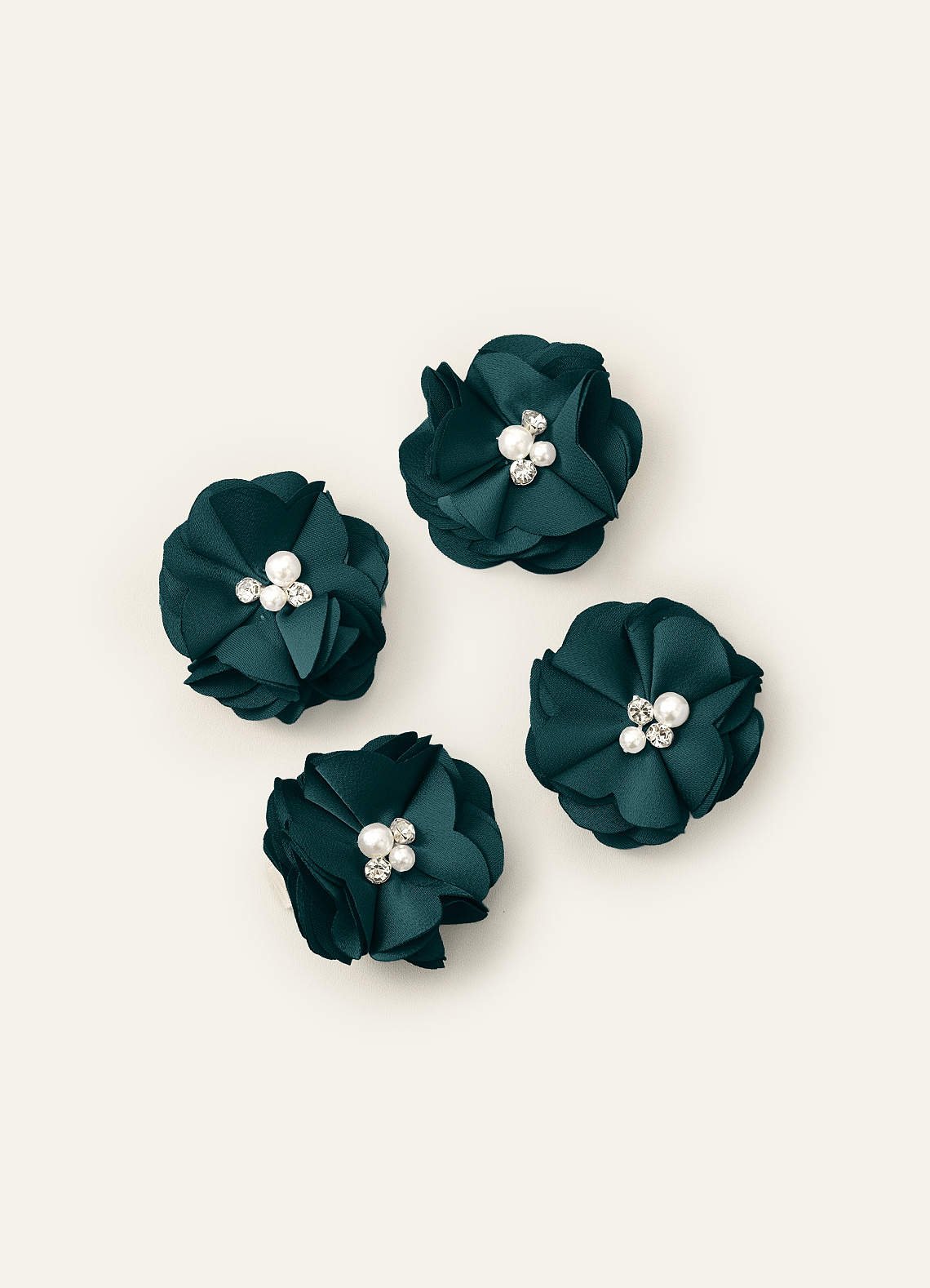 Four-Piece Matching Color Stretch Satin Hair Clip Set — Pine — 图 11/250