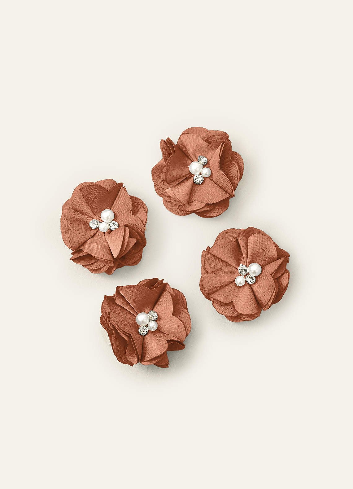 Four-Piece Matching Color Stretch Satin Hair Clip Set — Bronzer — 图 51/250