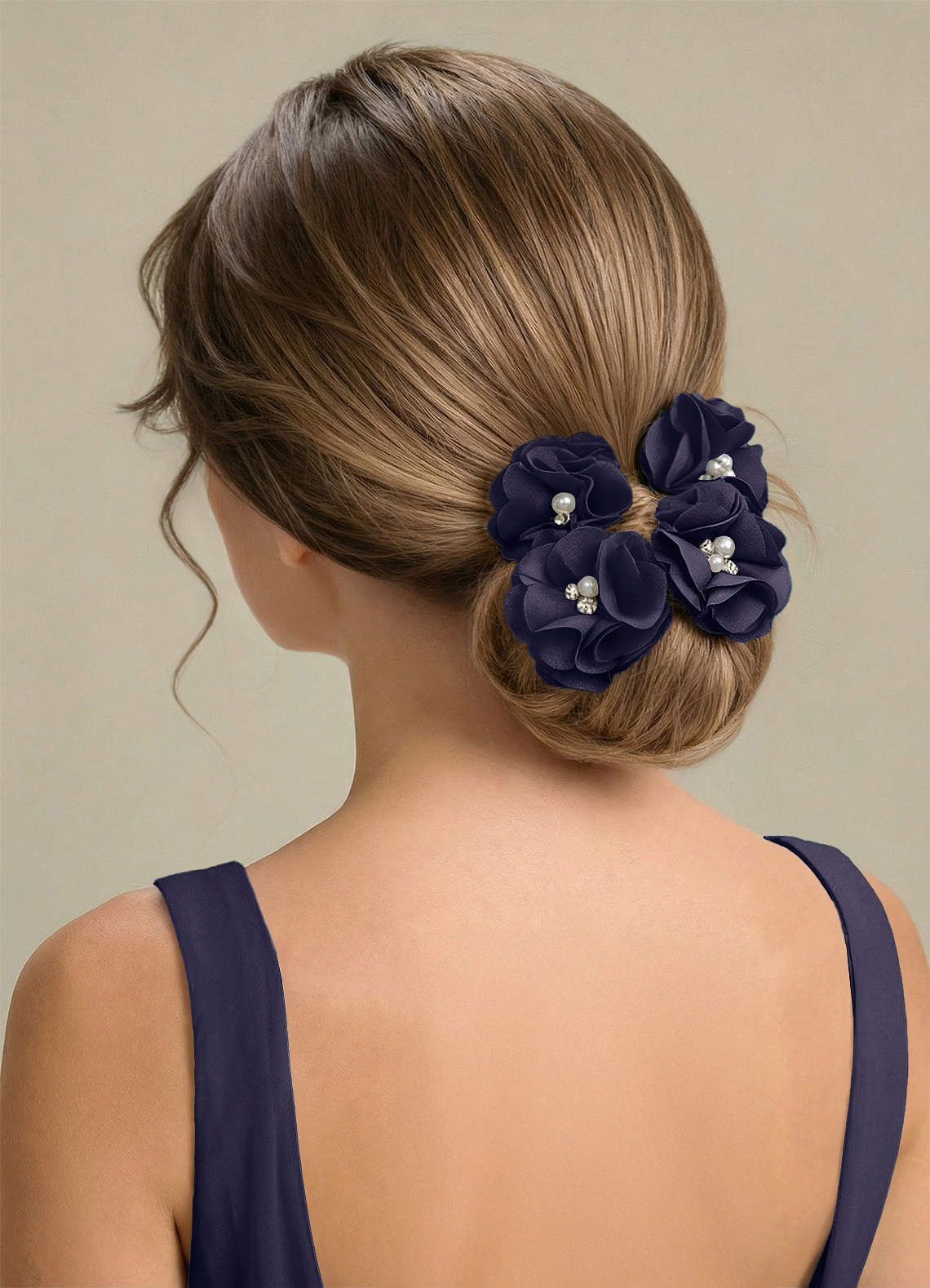 Four-Piece Matching Color Stretch Satin Hair Clip Set — Stormy — 图 204/250